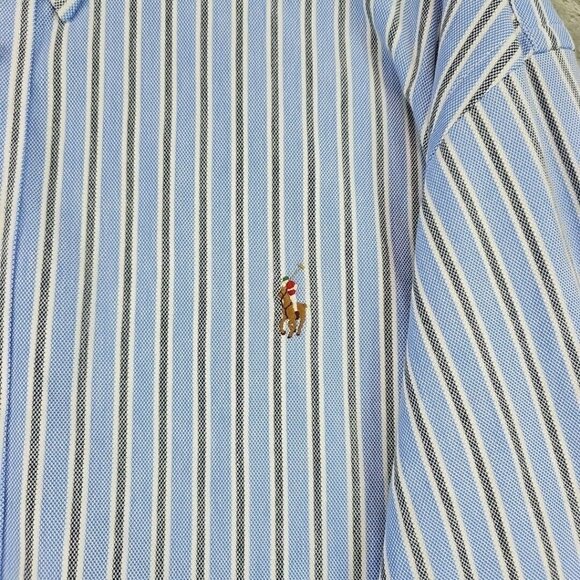 Ralph Lauren Knit Oxford Shirt Mens Size 3XB Blue Striped Embroidered Pony - Picture 2 of 8